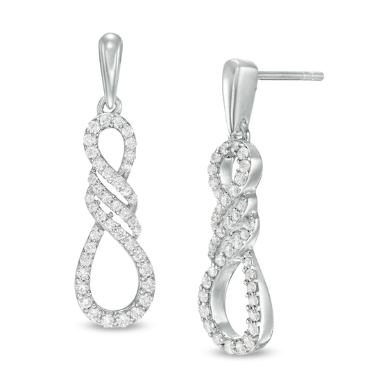 1/3 CT. T.w. Diamond Infinity Flame Drop Earrings in Sterling Silver