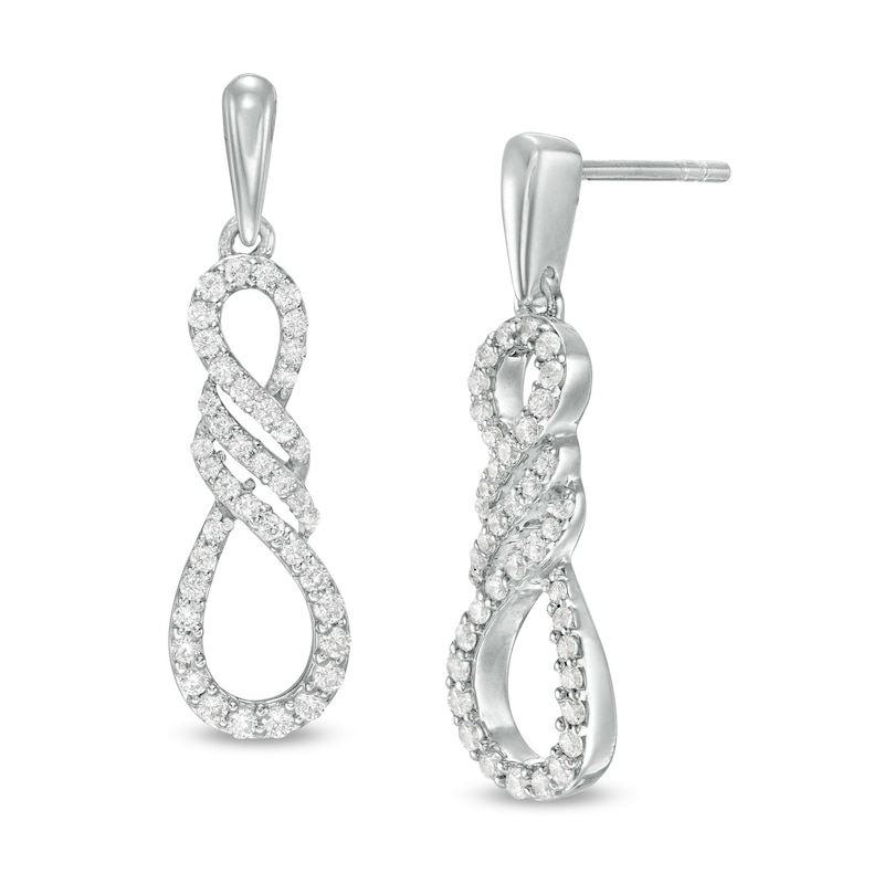 Main Image 1 of 1/3 CT. T.W. Diamond Infinity Flame Drop Earrings in Sterling Silver