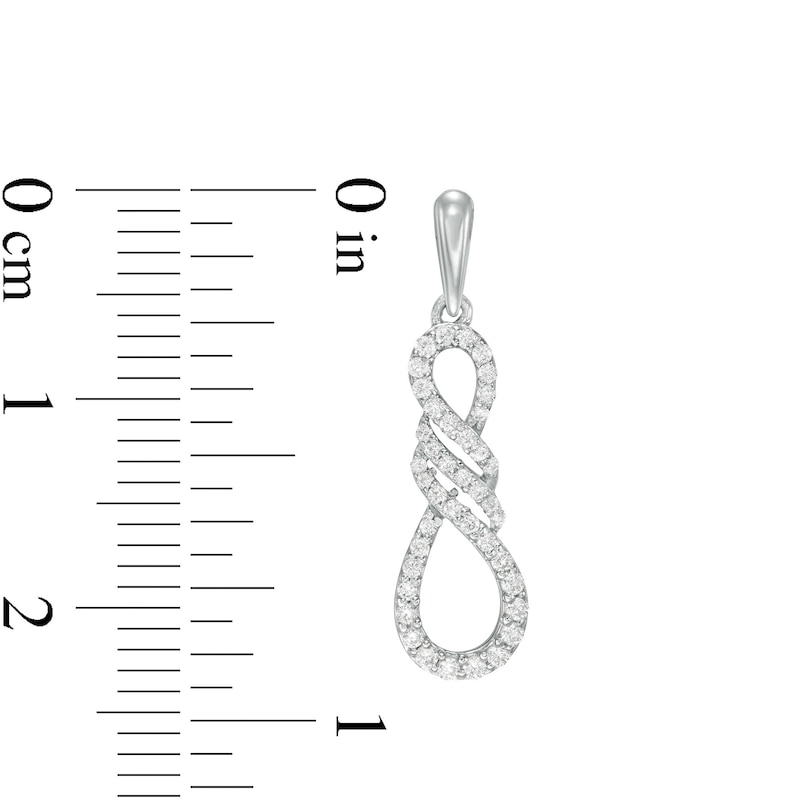 Main Image 3 of 1/3 CT. T.W. Diamond Infinity Flame Drop Earrings in Sterling Silver