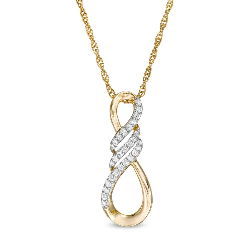 Main Image 1 of 1/8 CT. T.W. Diamond Infinity Flame Pendant in 10K Gold