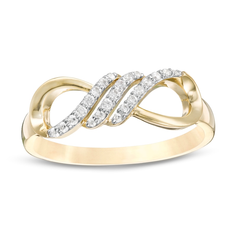 Main Image 1 of 1/8 CT. T.W. Diamond Sideways Infinity Flame Ring in 10K Gold