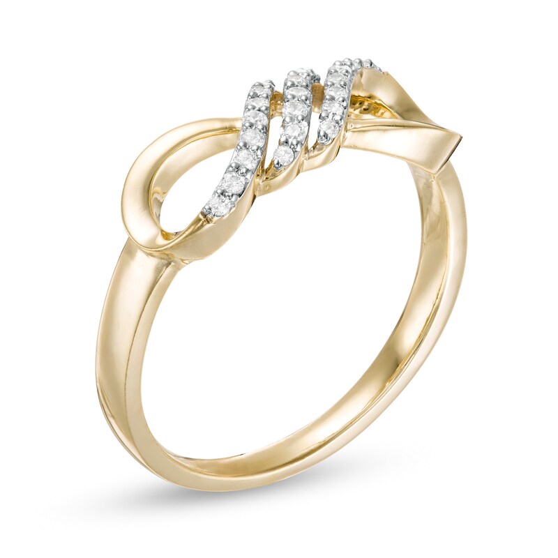 Main Image 3 of 1/8 CT. T.W. Diamond Sideways Infinity Flame Ring in 10K Gold