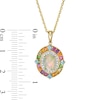 Thumbnail Image 3 of Oval Opal, Multi-Gemstone and 1/10 CT. T.W. Diamond Frame Pendant in Sterling Silver with 14K Gold Plate