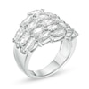 Sideways Marquise Lab-Created White Sapphire Layered Multi-Row Ring in Sterling Silver