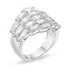 Thumbnail Image 3 of Sideways Marquise Lab-Created White Sapphire Layered Multi-Row Ring in Sterling Silver