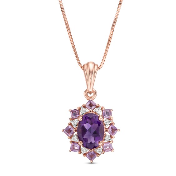 Amethyst and Lab-Created White Sapphire Pendant in Sterling Silver with 18K Rose Gold Plate
