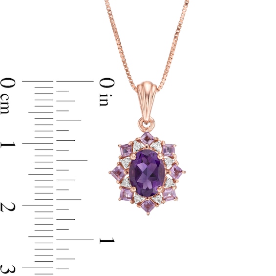 Amethyst and Lab-Created White Sapphire Pendant in Sterling Silver with 18K Rose Gold Plate