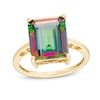 Thumbnail Image 0 of Emerald-Cut Mystic Fire® Topaz Solitaire Ring in 10K Gold