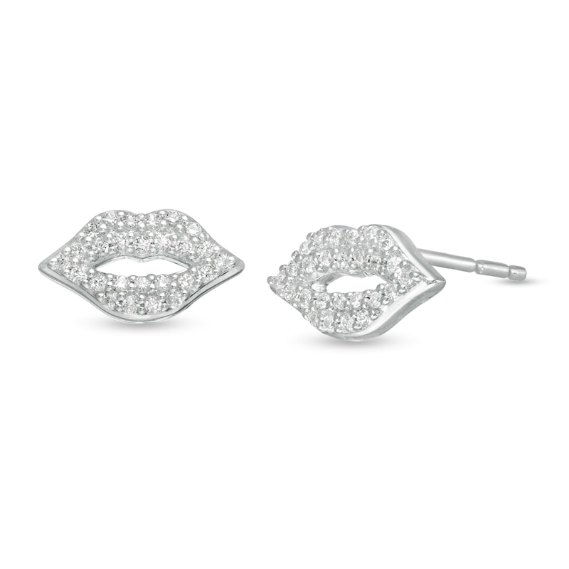Main Image 1 of Marilyn Monroe™ Collection 1/8 CT. T.W. Diamond Lip Stud Earrings in Sterling Silver