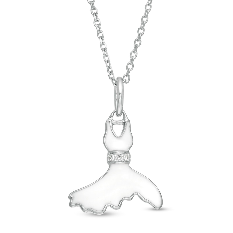 Main Image 1 of Marilyn Monroe™ Collection Diamond Accent Enamel White Flare Dress Pendant in Sterling Silver