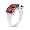 Thumbnail Image 3 of Cushion-Cut Garnet Three Stone Ring in Sterling Silver