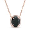 Thumbnail Image 1 of Oval Black Onyx and Lab-Created White Sapphire Frame Pendant in Sterling Silver with 14K Rose Gold Plate