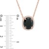 Thumbnail Image 3 of Oval Black Onyx and Lab-Created White Sapphire Frame Pendant in Sterling Silver with 14K Rose Gold Plate