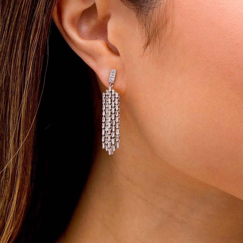 Main Image 3 of Marilyn Monroe™ Collection 1 CT. T.W. Diamond Chandelier Drop Earrings in 10K White Gold