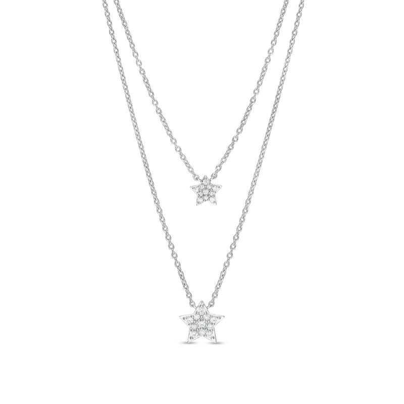 Main Image 1 of Marilyn Monroe™ Collection 1/5 CT. T.W. Diamond Double Strand Star Necklace in Sterling Silver