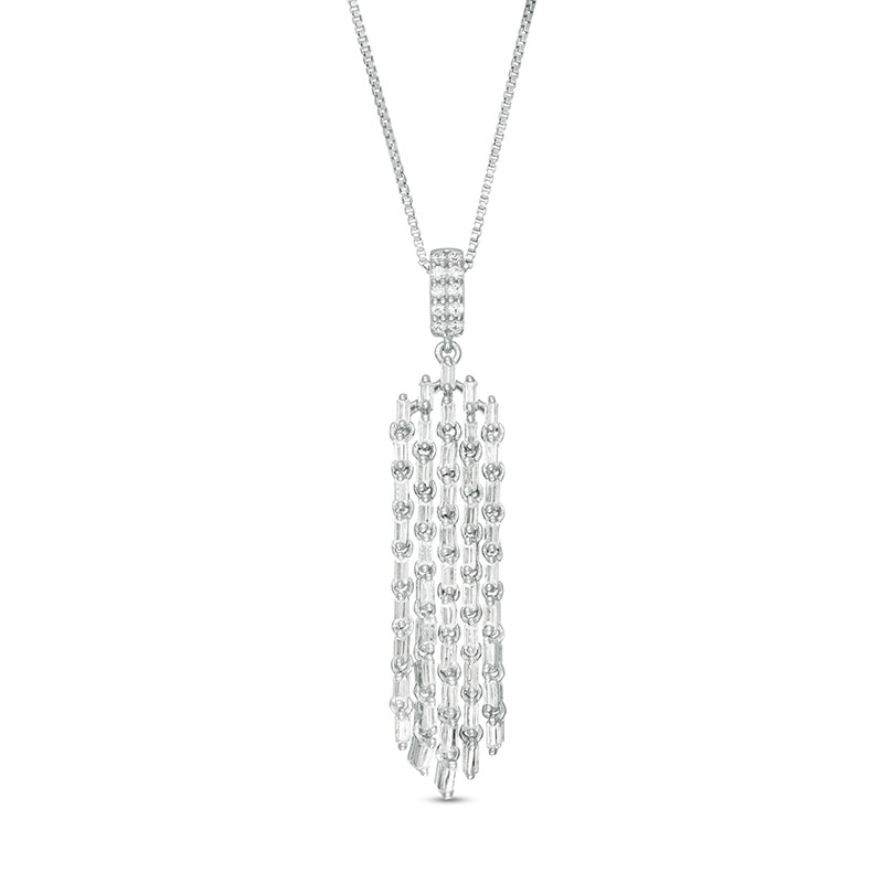 Marilyn Monroe™ Collection 1/2 CT. T.W. Diamond Tassel Dangle Pendant in 10K White Gold