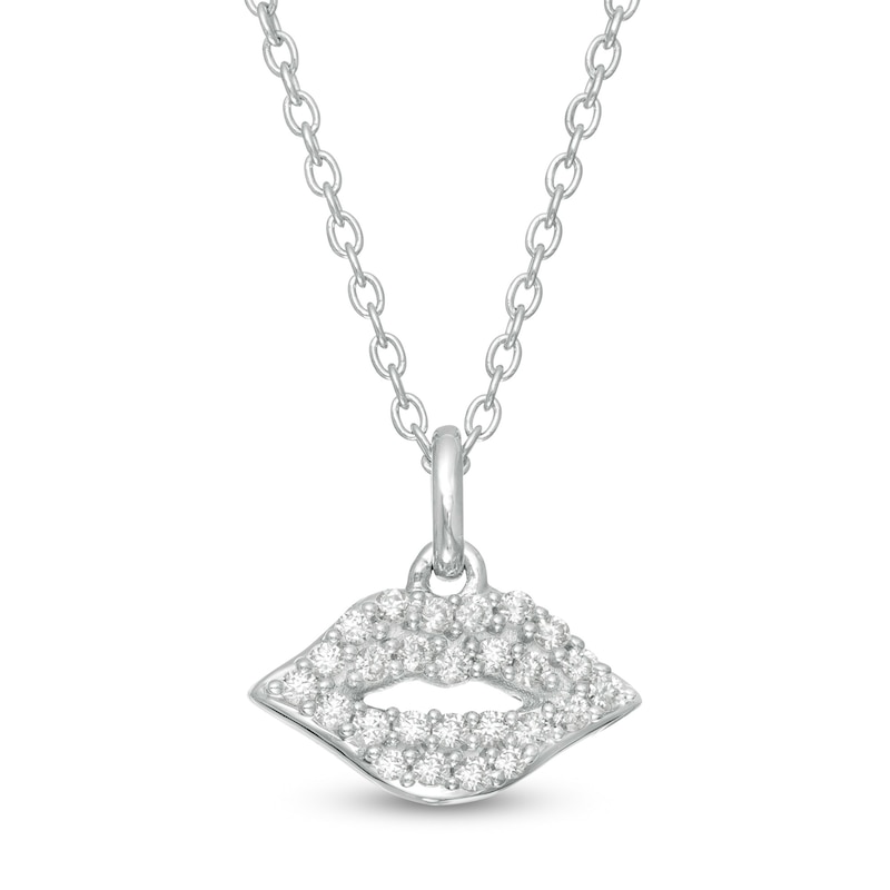 Main Image 1 of Marilyn Monroe™ Collection 1/8 CT. T.W. Diamond Lips Pendant in Sterling Silver