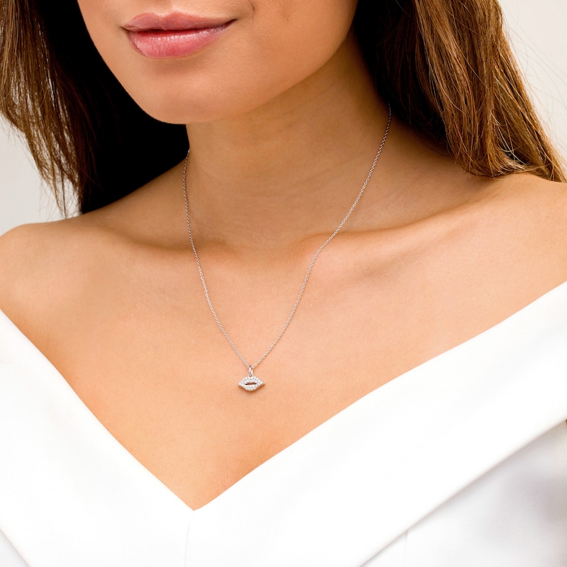 Main Image 3 of Marilyn Monroe™ Collection 1/8 CT. T.W. Diamond Lips Pendant in Sterling Silver