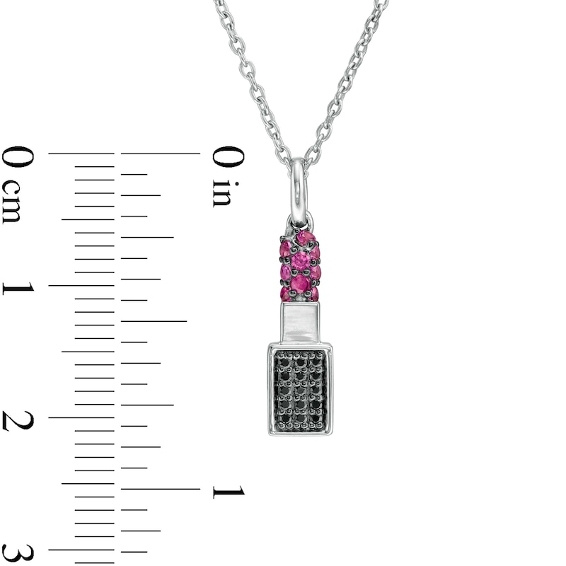 Main Image 2 of Marilyn Monroe™ Collection Lab-Created Ruby and 1/8 CT. T.W. Black Diamond Pendant in Sterling Silver