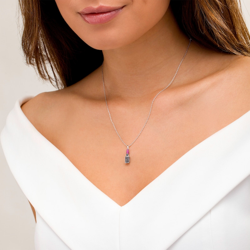 Main Image 3 of Marilyn Monroe™ Collection Lab-Created Ruby and 1/8 CT. T.W. Black Diamond Pendant in Sterling Silver
