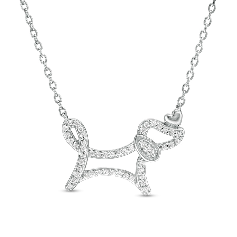 Main Image 1 of Marilyn Monroe™ Collection 1/8 CT. T.W. Diamond Dog Pendant in Sterling Silver