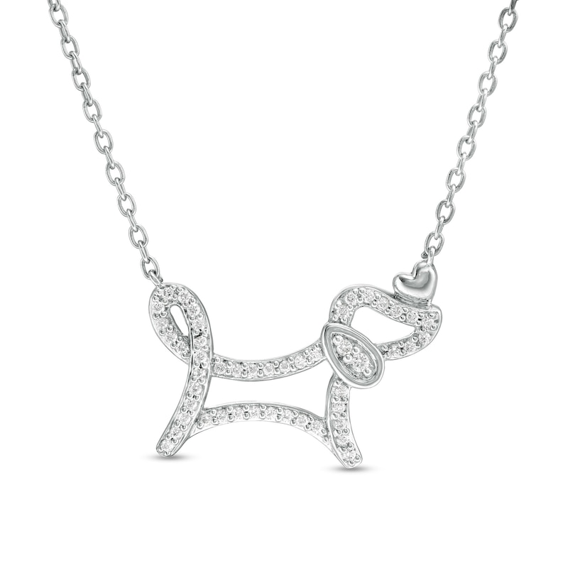 Marilyn Monroe™ Collection 1/8 CT. T.W. Diamond Dog Pendant in Sterling Silver