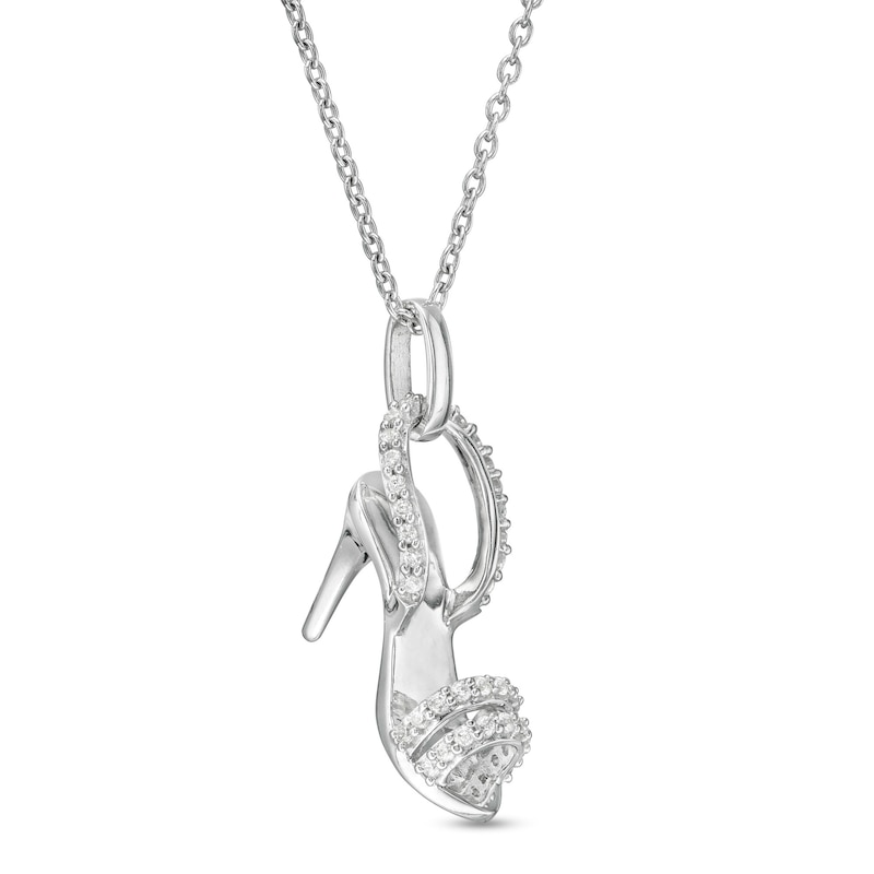 Main Image 1 of Marilyn Monroe™ Collection 1/8 CT. T.W. Diamond Stiletto Sandal Pendant in Sterling Silver