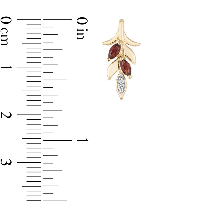 Main Image 2 of Enchanted Disney Anna Marquise Rhodolite Garnet and Diamond Accent Wheat Drop Earrings in 10K Gold