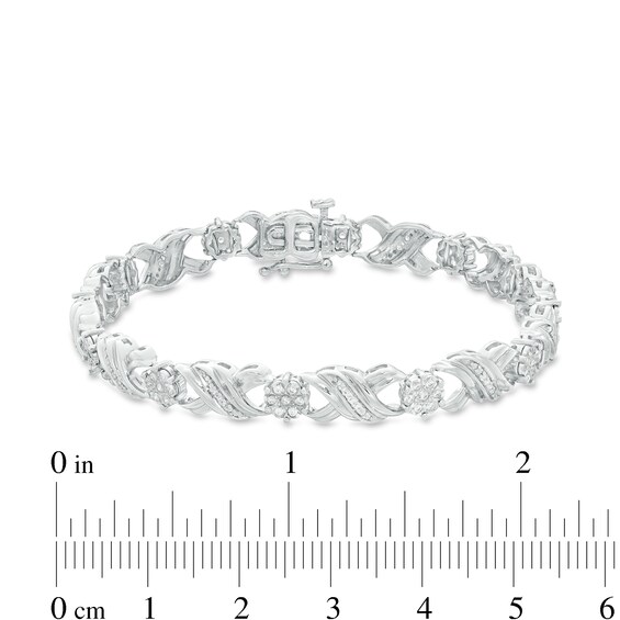 1/2 CT. T.w. Diamond "Xo" Link Bracelet in Sterling Silver - 7.25"