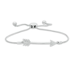 1/20 CT. T.W. Diamond Arrow Bolo Bracelet in Sterling Silver - 9.5"