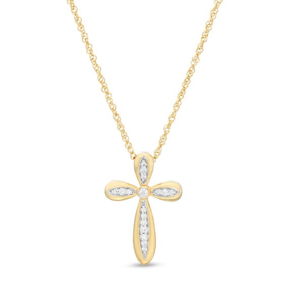 1/10 CT. T.w. Diamond Cross Pendant in 10K Gold