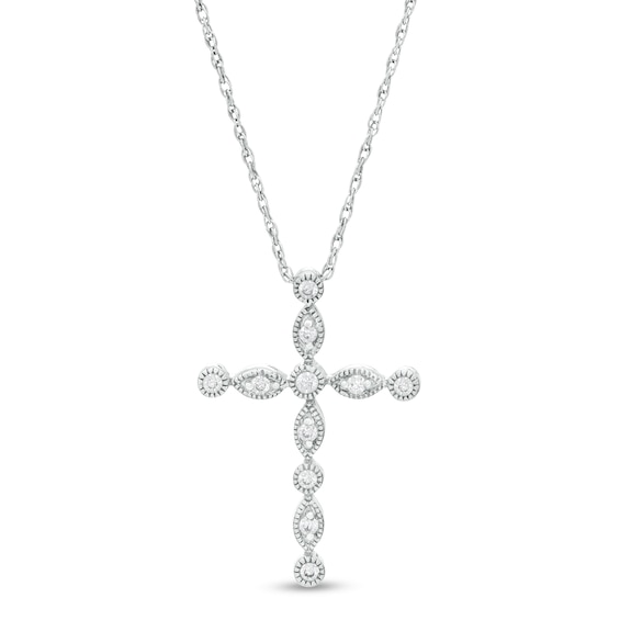 1/8 CT. T.w. Diamond Vintage-Style Cross Pendant in Sterling Silver