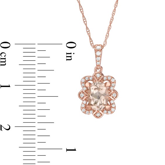 Oval Morganite and 1/10 CT. T.w. Diamond Butterfly Frame Pendant in 10K Rose Gold
