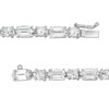 Thumbnail Image 3 of Alternating Emerald-Cut and Round Lab-Created White Sapphire Bracelet in Sterling Silver - 7.25"