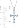 Thumbnail Image 3 of Pear-Shaped and Round Aquamarine Cross Pendant in Sterling Silver