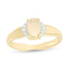 Thumbnail Image 1 of Oval Opal and 1/20 CT. T.W. Diamond Collar Frame Vintage-Style Ring in 10K Gold