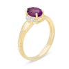 Thumbnail Image 3 of Oval Amethyst and 1/20 CT. T.W. Diamond Collar Frame Vintage-Style Ring in 10K Gold