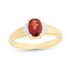Thumbnail Image 1 of Oval Garnet and 1/20 CT. T.W. Diamond Collar Frame Vintage-Style Ring in 10K Gold
