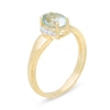 Thumbnail Image 3 of Oval Aquamarine and 1/20 CT. T.W. Diamond Collar Frame Vintage-Style Ring in 10K Gold