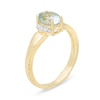 Thumbnail Image 2 of Oval Aquamarine and 1/20 CT. T.W. Diamond Collar Frame Vintage-Style Ring in 10K Gold