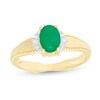 Thumbnail Image 1 of Oval Emerald and 1/20 CT. T.W. Diamond Collar Frame Vintage-Style Ring in 10K Gold