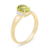 Thumbnail Image 2 of Oval Peridot and 1/20 CT. T.W. Diamond Collar Frame Vintage-Style Ring in 10K Gold