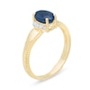 Thumbnail Image 3 of Oval Blue Sapphire and 1/20 CT. T.W. Diamond Collar Frame Vintage-Style Ring in 10K Gold