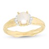 Thumbnail Image 0 of 6.0mm Cultured Freshwater Pearl and 1/20 CT. T.W. Diamond Collar Frame Vintage-Style Ring in 10K Gold