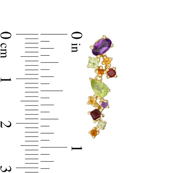 Multi-Shape Multi Gemstone Scatter Drop Earrings in Sterling Silver with 14K Gold Plate