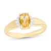Thumbnail Image 0 of Oval Citrine and 1/20 CT. T.W. Diamond Collar Frame Vintage-Style Ring in 10K Gold
