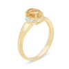 Thumbnail Image 2 of Oval Citrine and 1/20 CT. T.W. Diamond Collar Frame Vintage-Style Ring in 10K Gold
