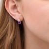 Thumbnail Image 2 of Oval Amethyst and 1/20 CT. T.W. Diamond Beaded Drop Earrings in 10K Gold