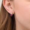 Thumbnail Image 2 of Oval Ruby and 1/20 CT. T.W. Diamond Beaded Drop Earrings in 10K Gold