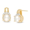 Thumbnail Image 1 of 6.0mm Freshwater Cultured Pearl and 1/20 CT. T.W. Diamond Beaded Drop Earrings in 10K Gold